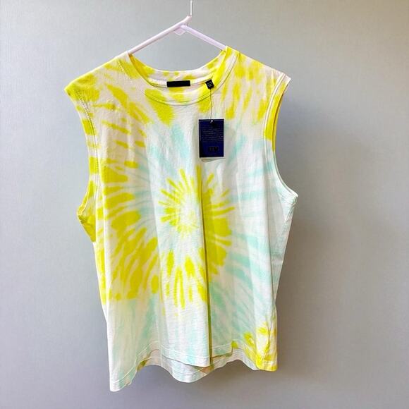 ATM Anthony Thomas Melillo Tie-Dye Tank Top - Yellow and Blue Size:  XL - Picture 2 of 7